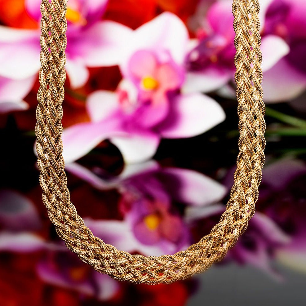 18K Gold Plated 4mm Braided Herringbone Necklace