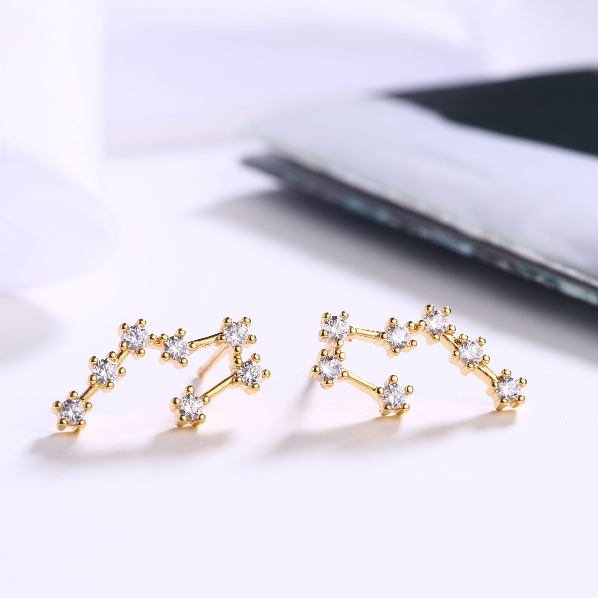 18K Gold Plated Zodiac Constellation Stud Earrings
