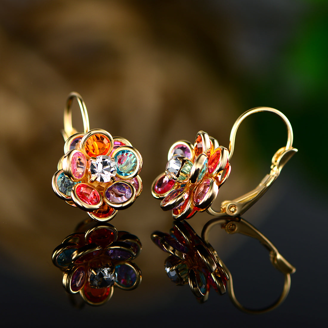 18K Gold Plated Colorful Buttercup Earrings