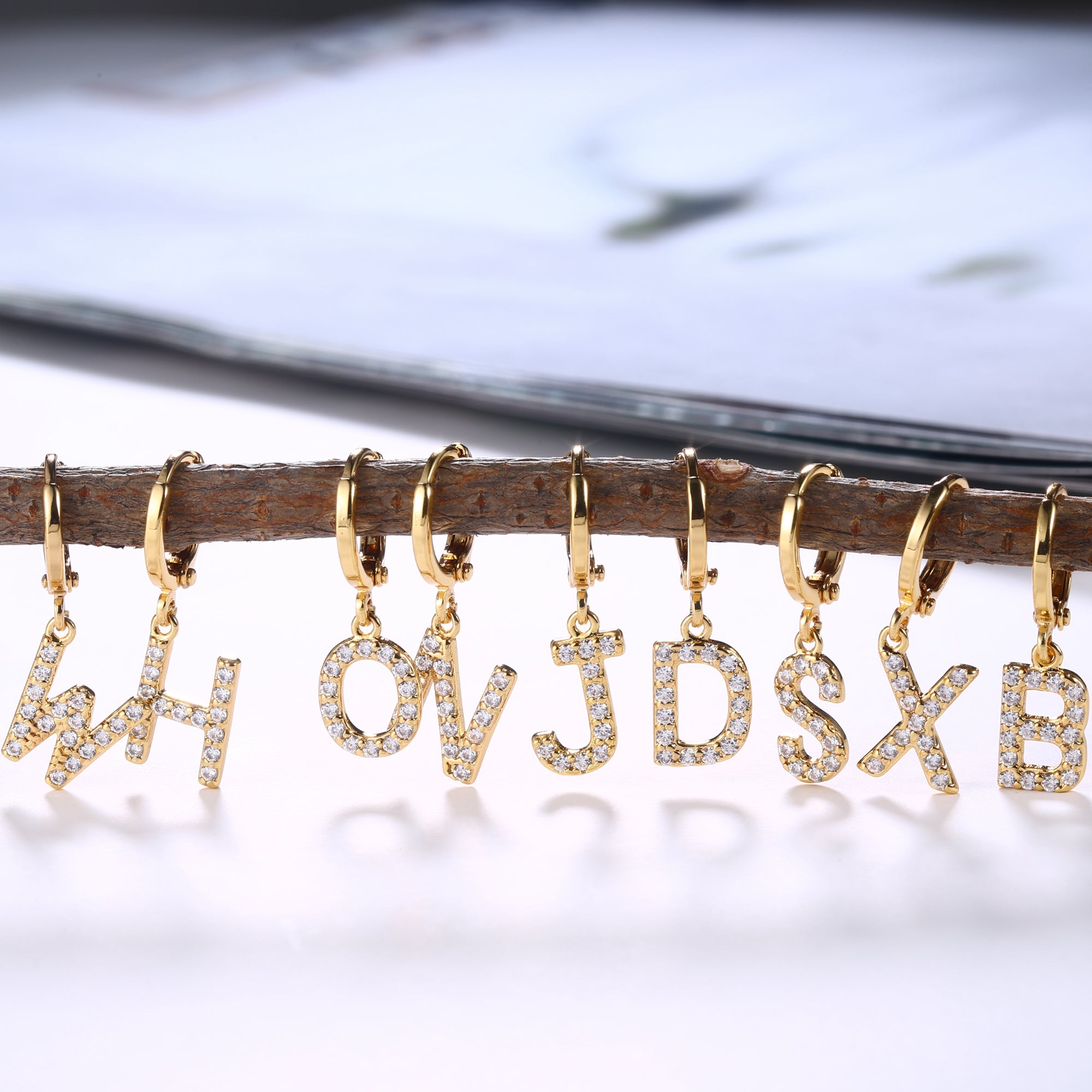 18K Gold Plated Dangling Monogram Earrings