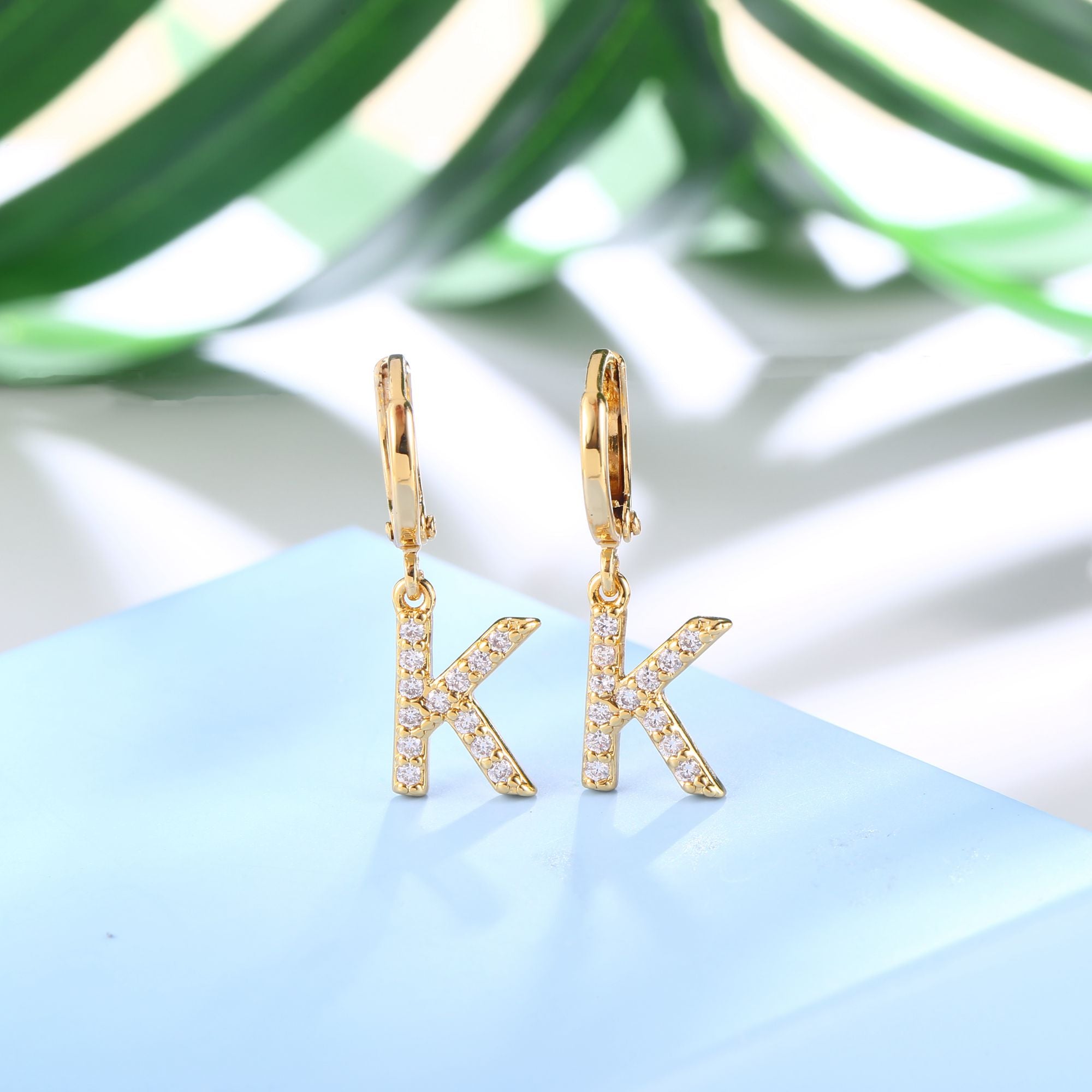 18K Gold Plated Dangling Monogram Earrings