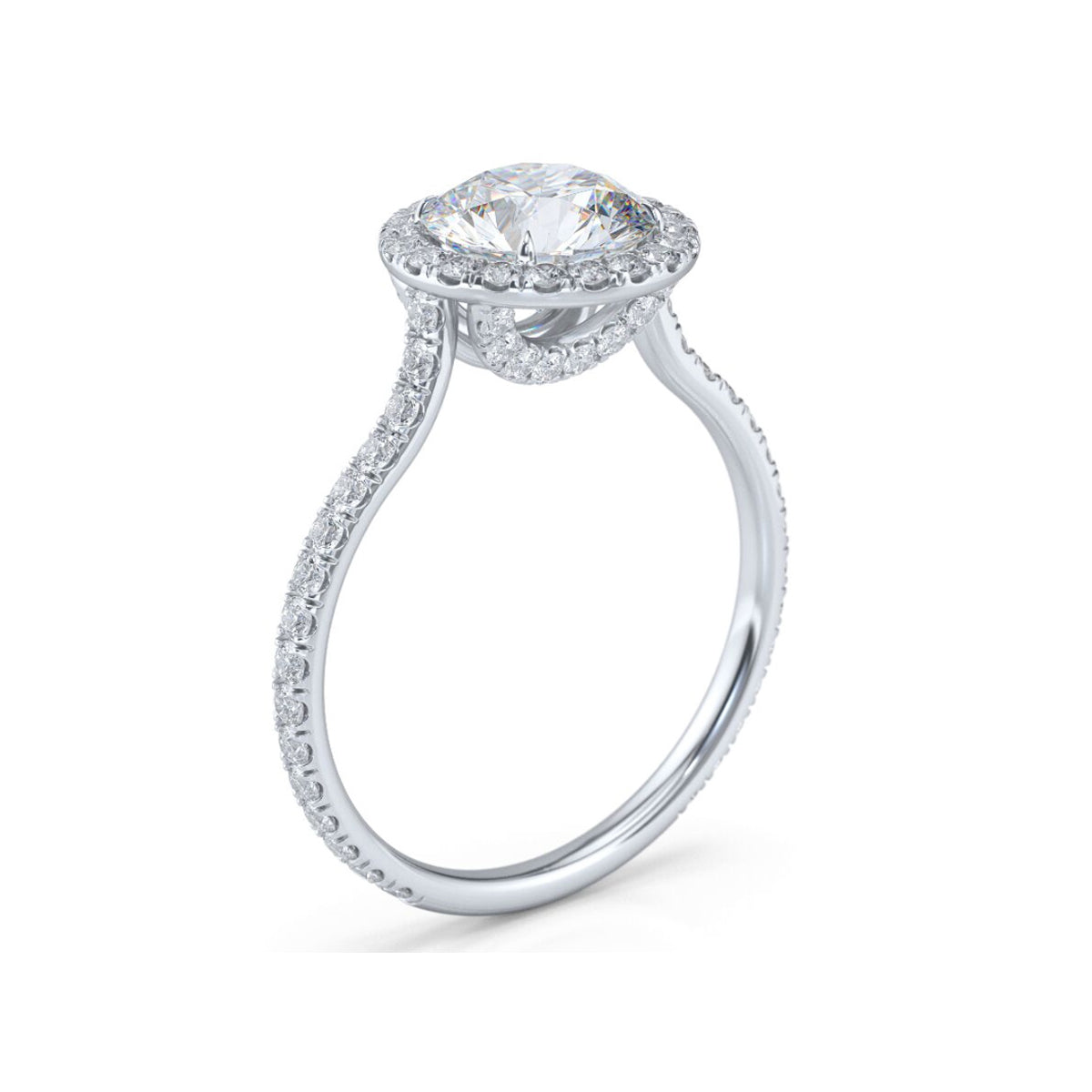 18K White Gold Plated Cubic Zirconia Halo Ring