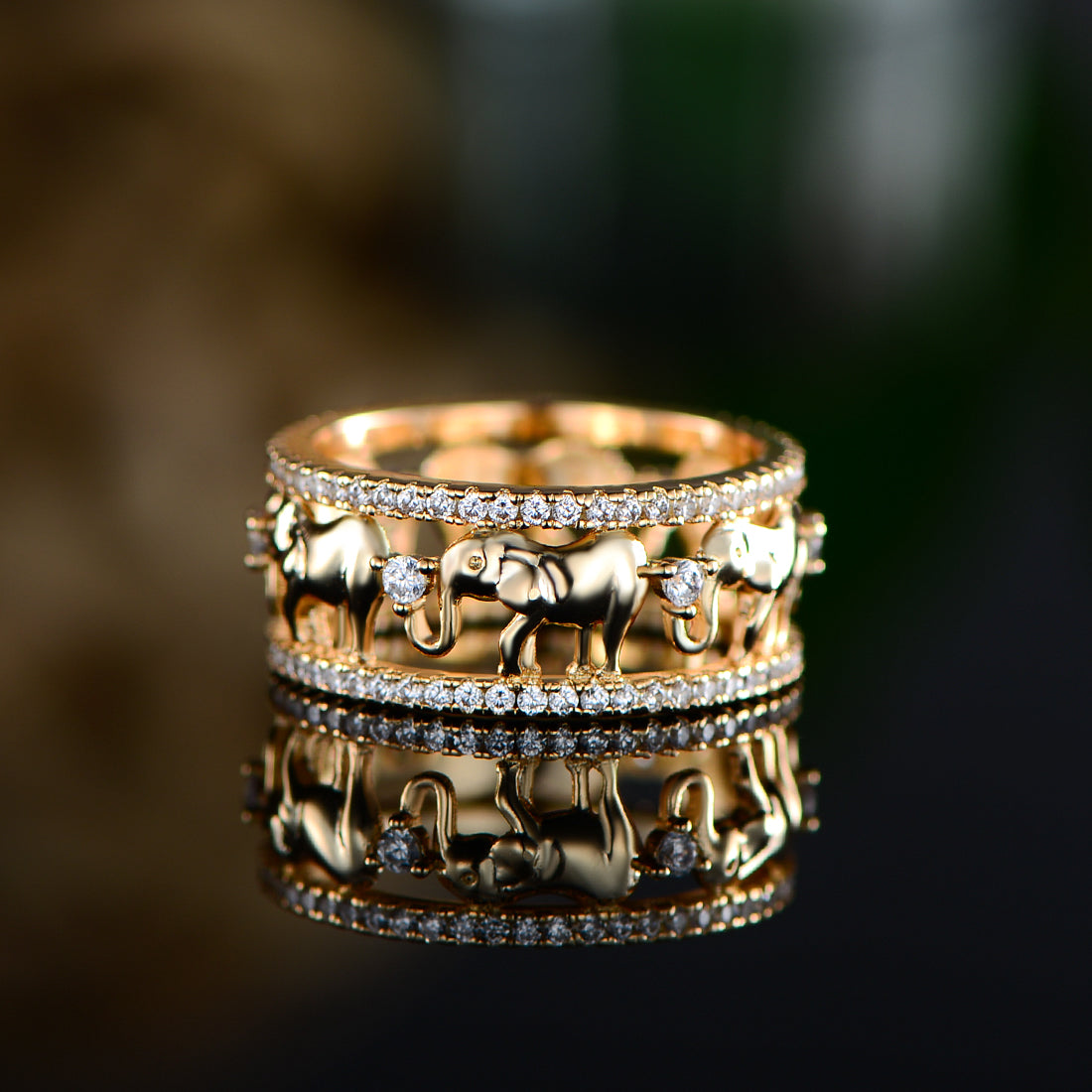 18K Gold Plated Lucky Elephant Parade Ring
