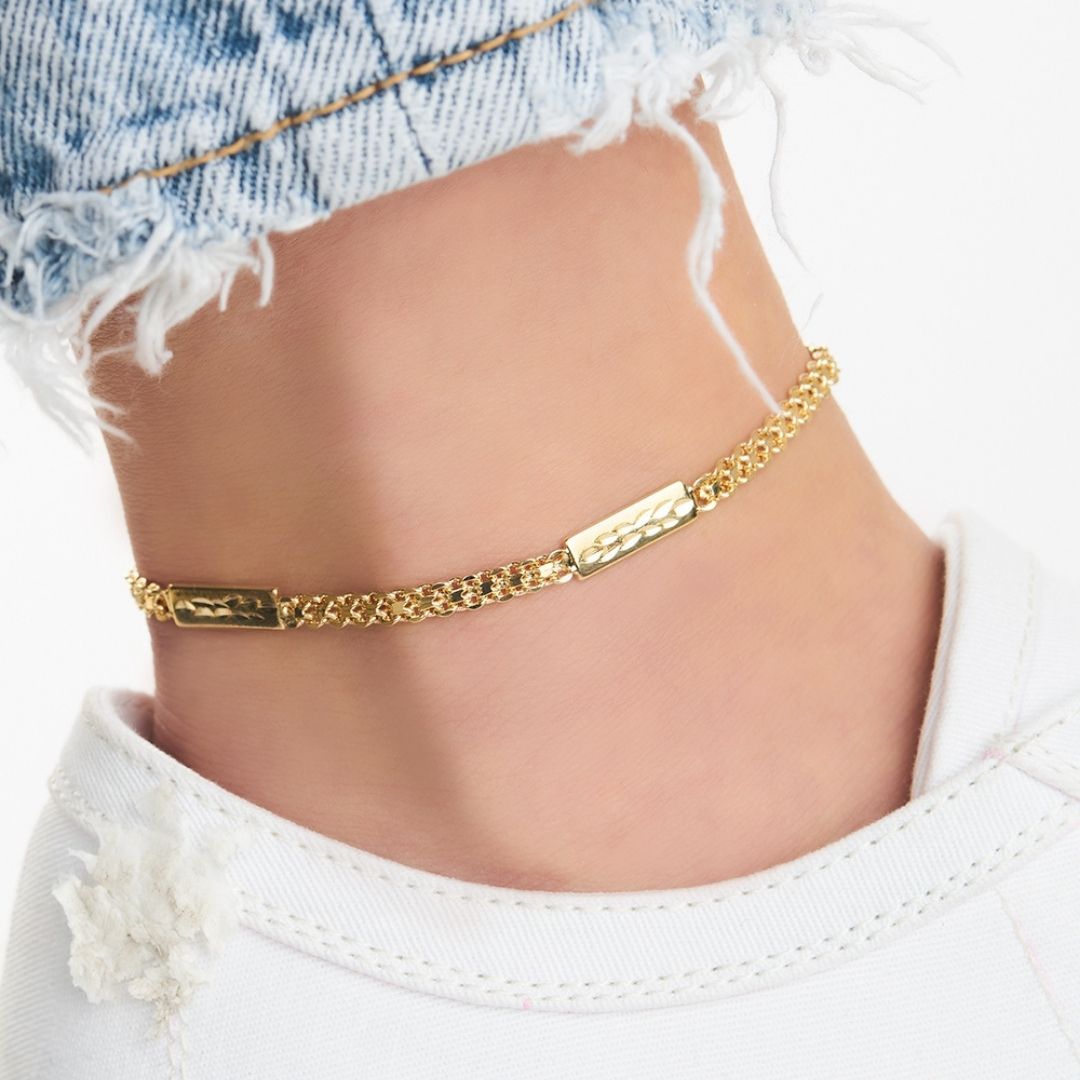 18K Gold Plated Tag Anklet