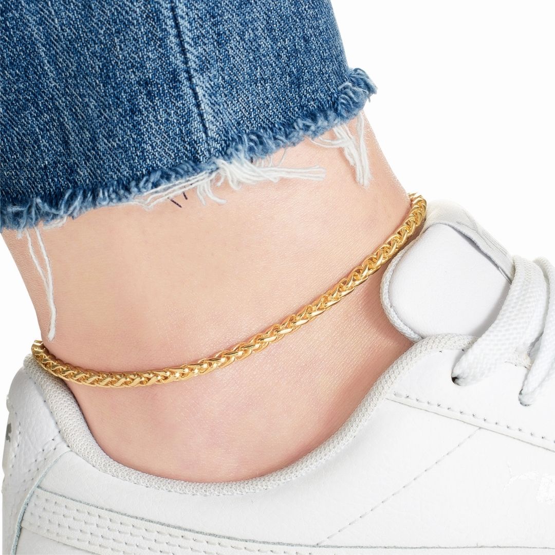 18K Gold Plated Wheat Anklet