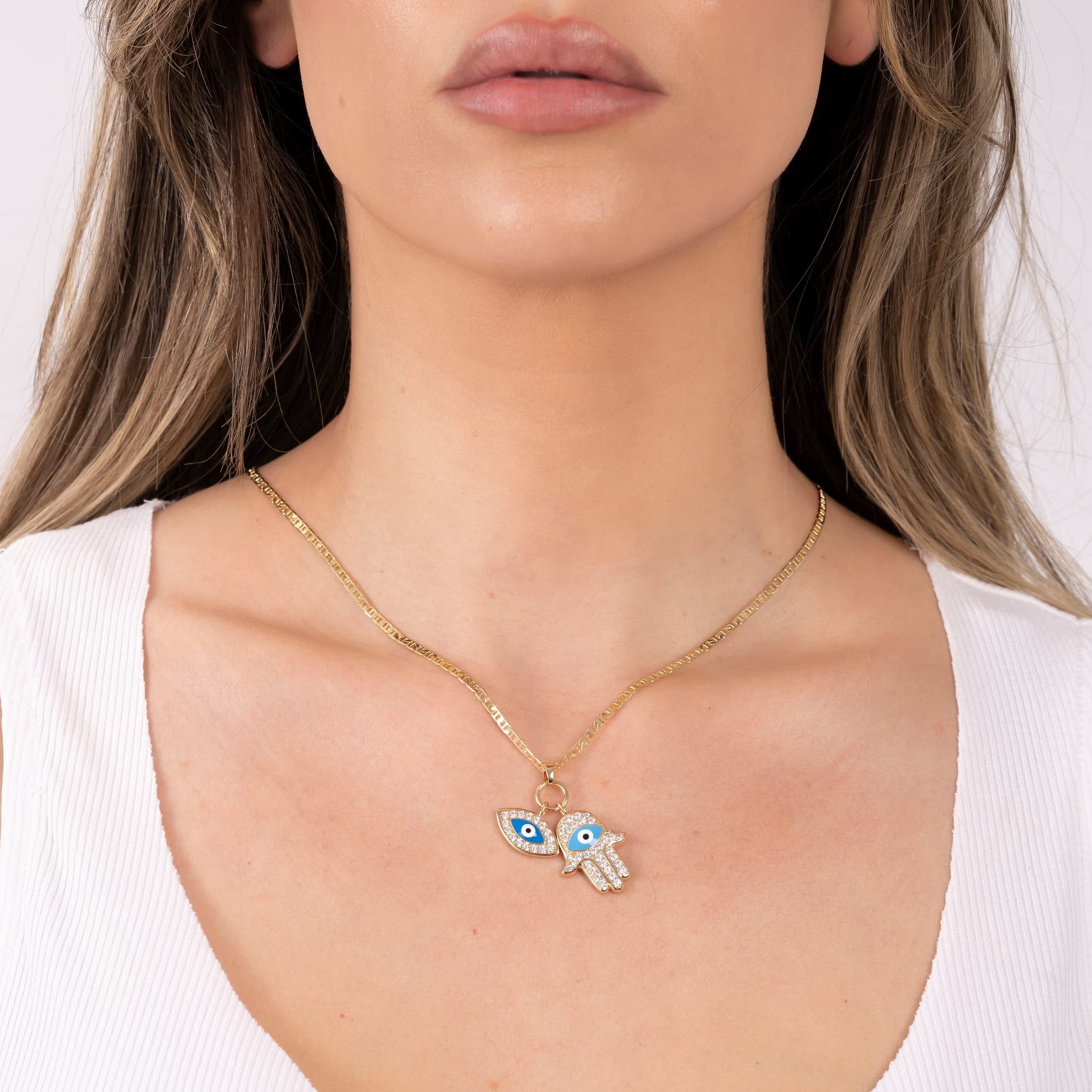 Gold plated hamsa on sale necklace