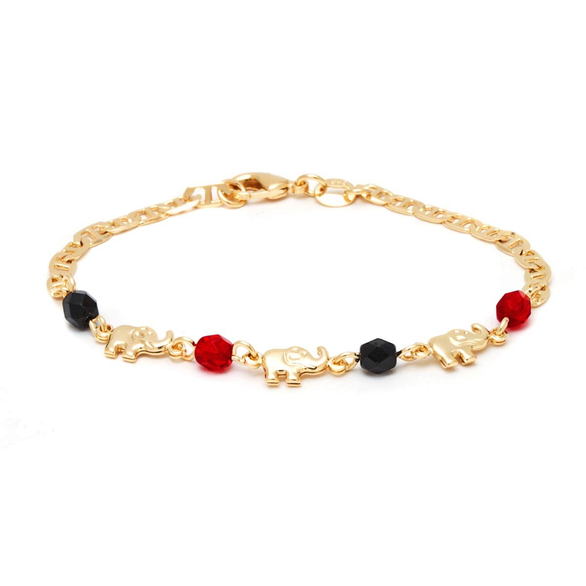 18K Gold Plated Red & Black Mariner Bracelet