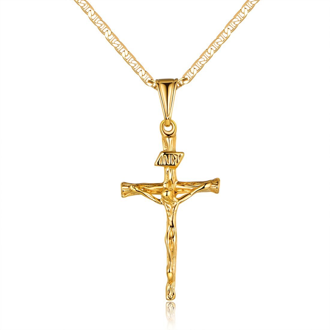 18K Gold Plated Cross Pendant Necklace