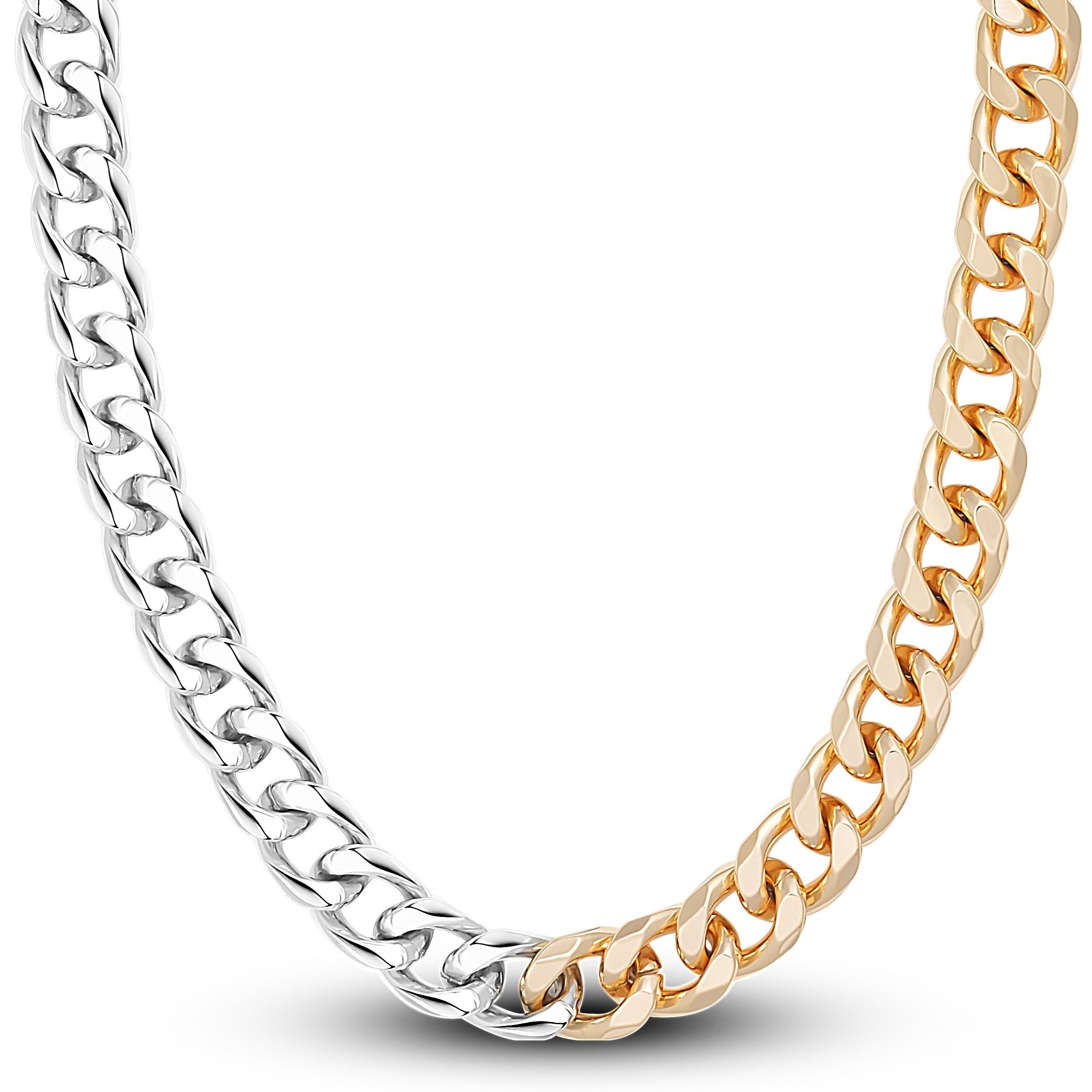 18K Gold Plated Two-Tone Cuban Chain Necklace