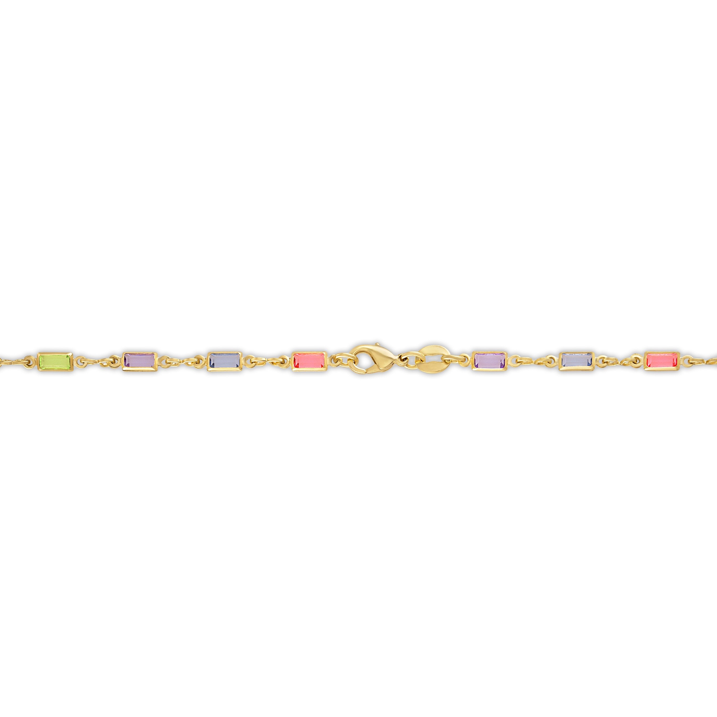 Barzel 18K Gold Plated Multi Stone Crystal Baguette Necklace for Women -  Made In Brazil