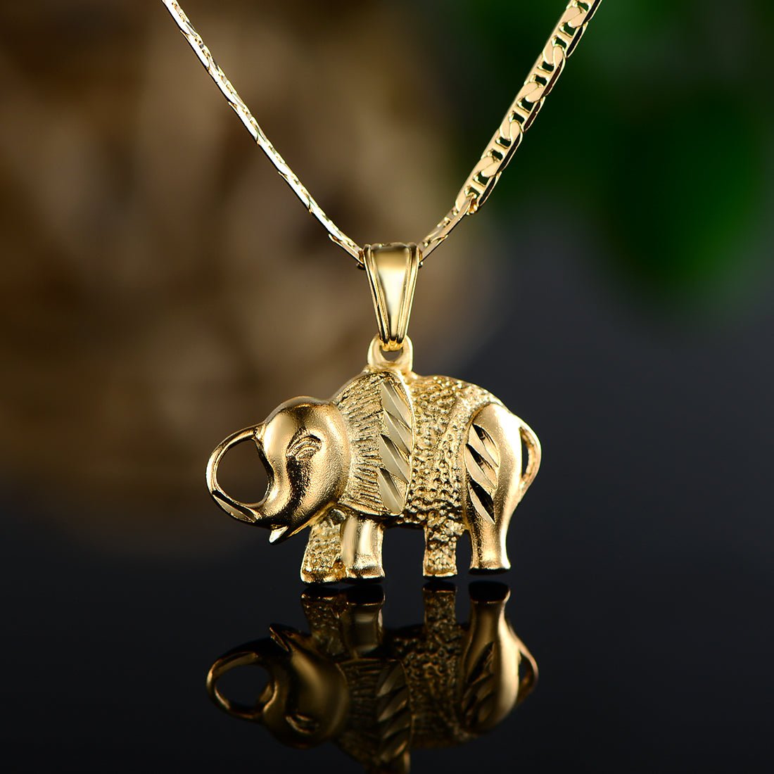 18K Gold Plated Lucky Elephant Pendant Necklace
