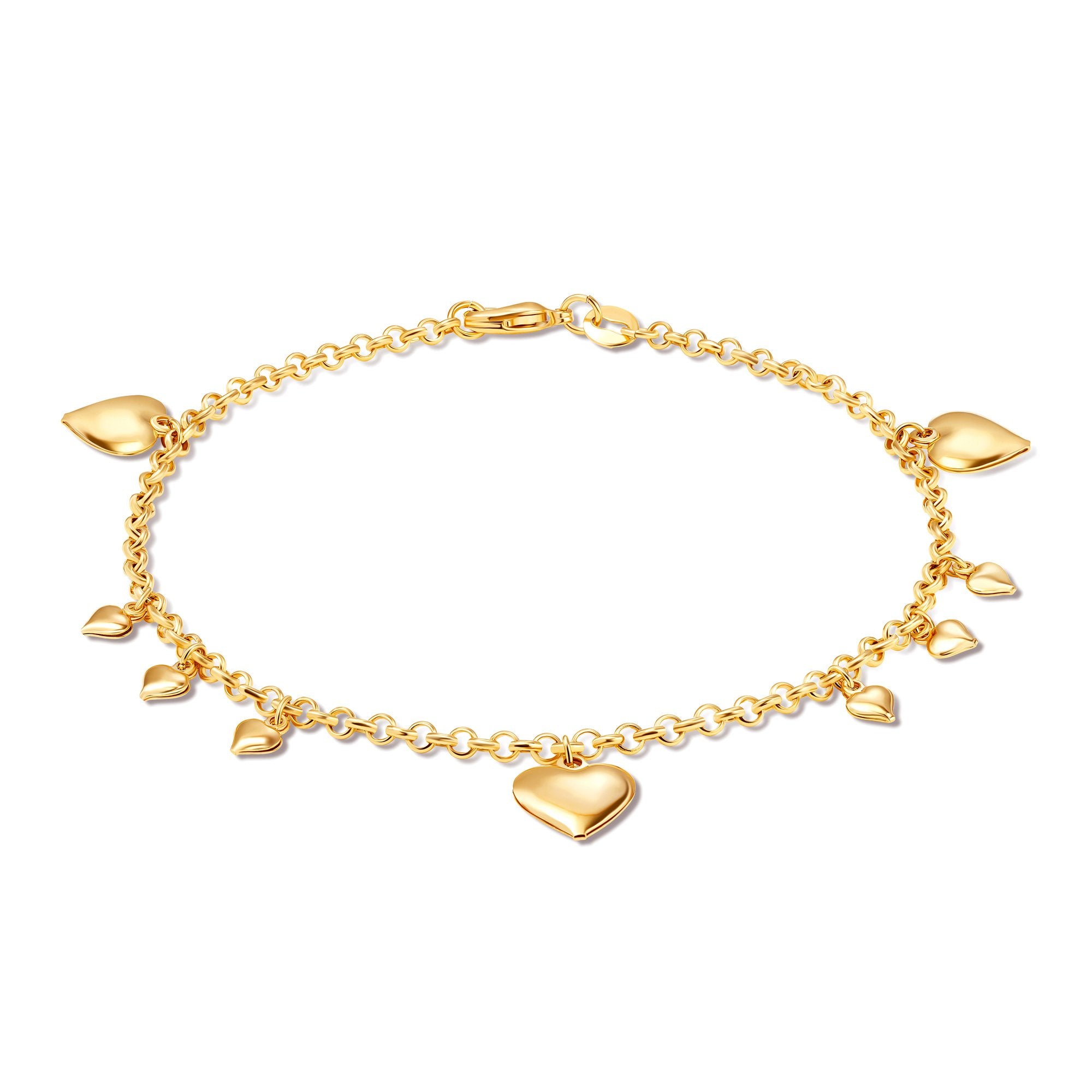 18K Gold Plated Heart Charm Anklet