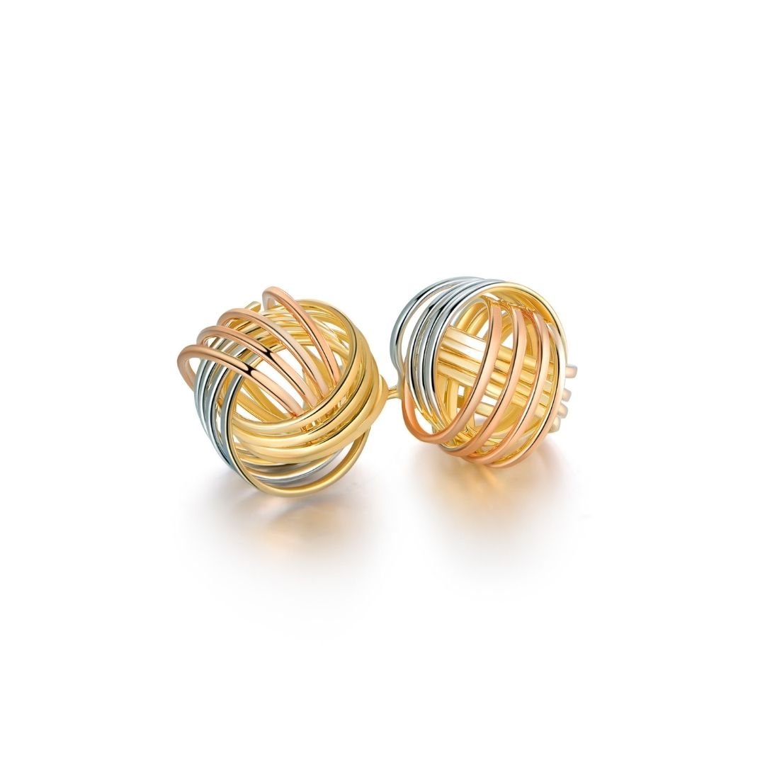 18K Gold Plated Multi Color Twisted Knot Stud Earrings