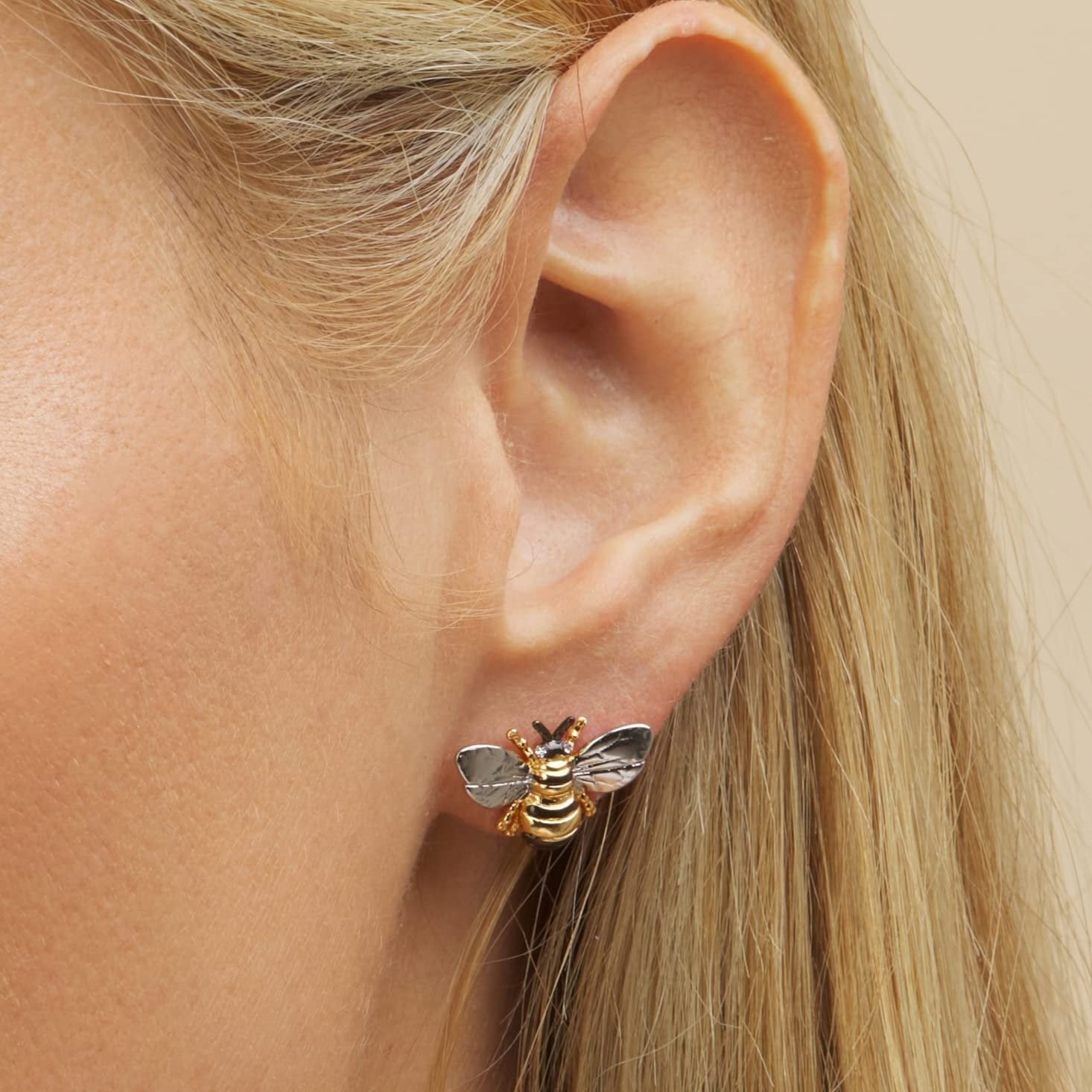 Peermont Shimmering Bumble Bee Earrings Made with 18k Gold Overlay