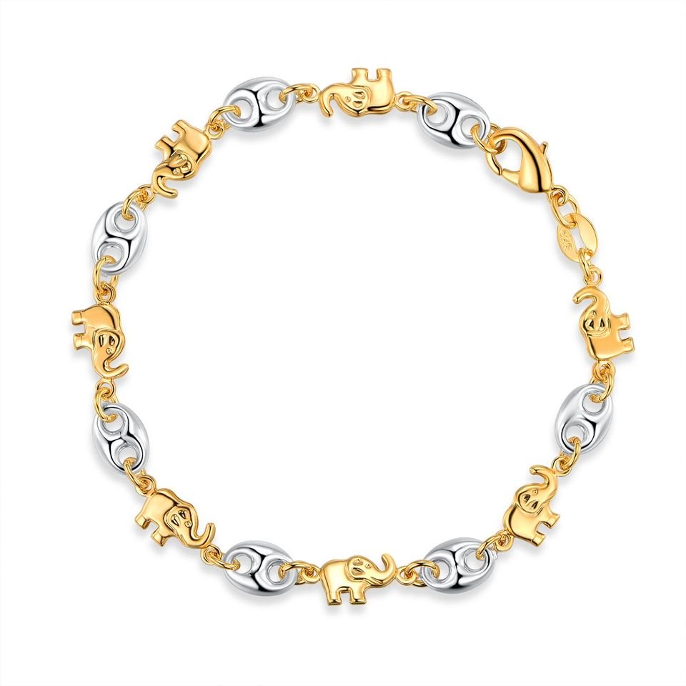 18K Gold Plated Two-Tone Elephant Bracelet