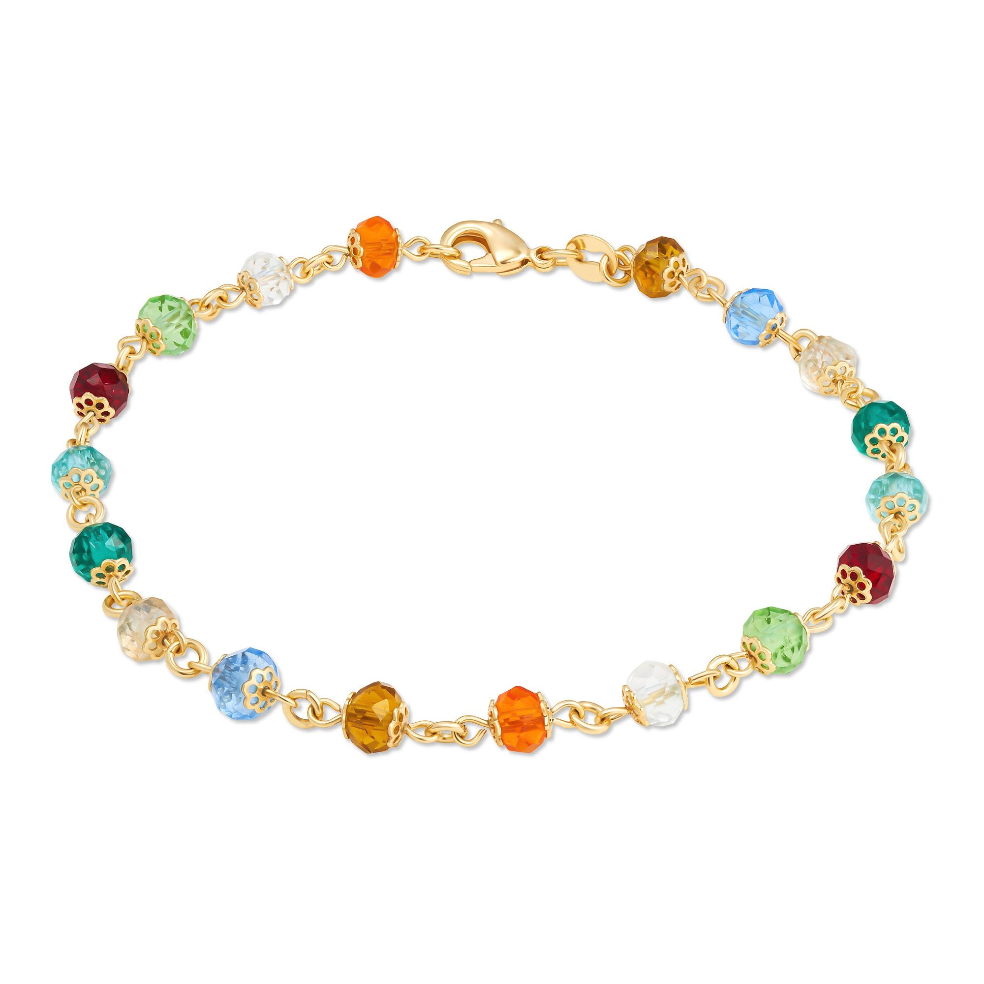 18K Gold Plated Round Crystal Anklet