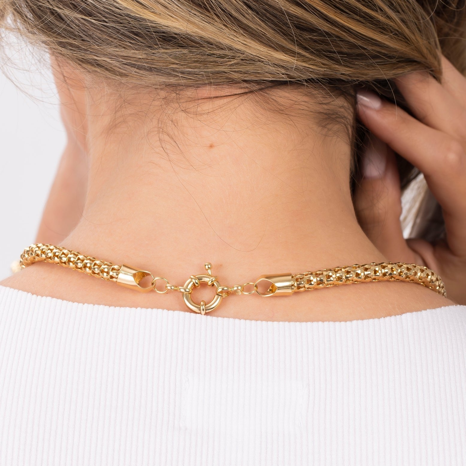18k Gold Plated Italian Popcorn link Necklace