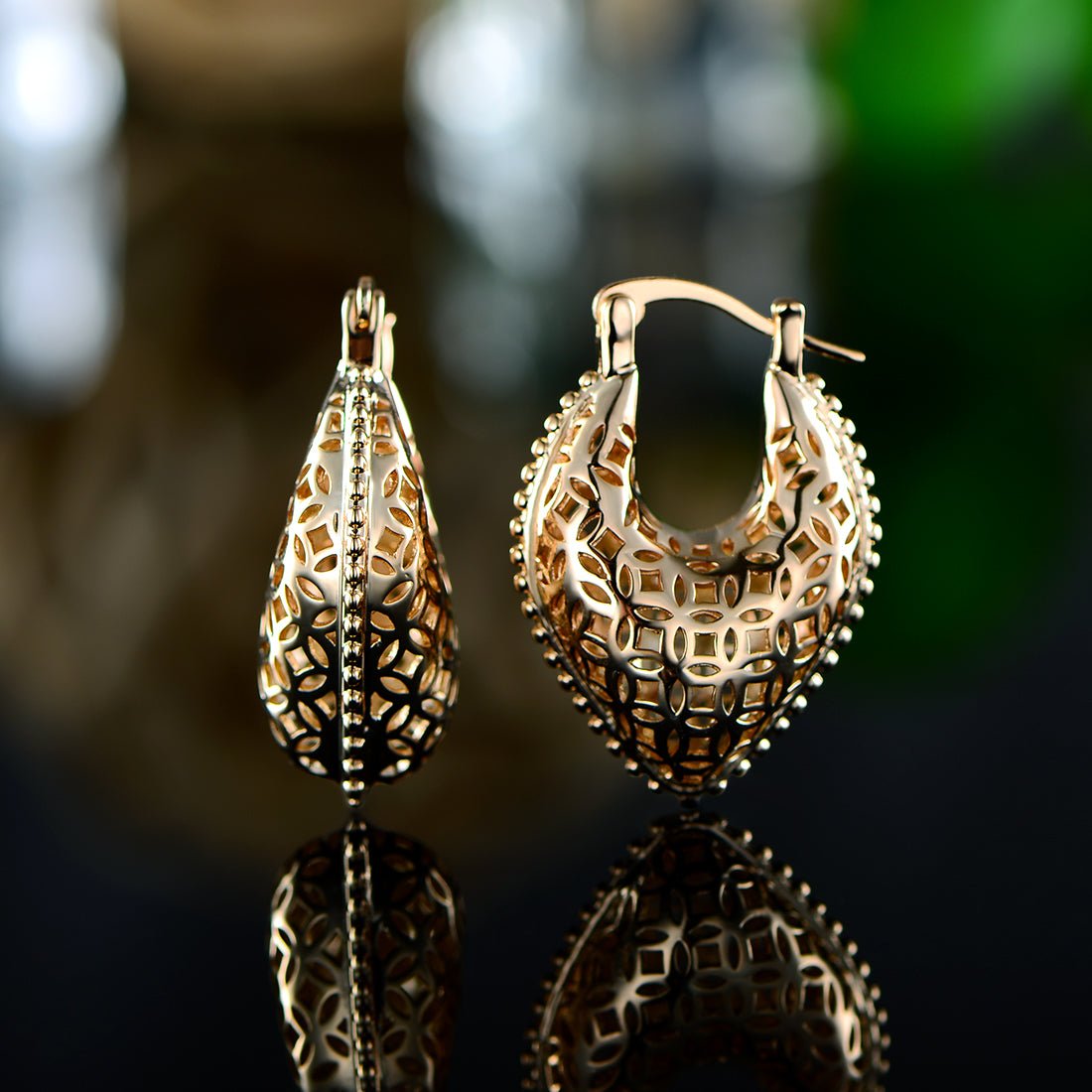 18K Gold Plated Hollow Patterned Earrings