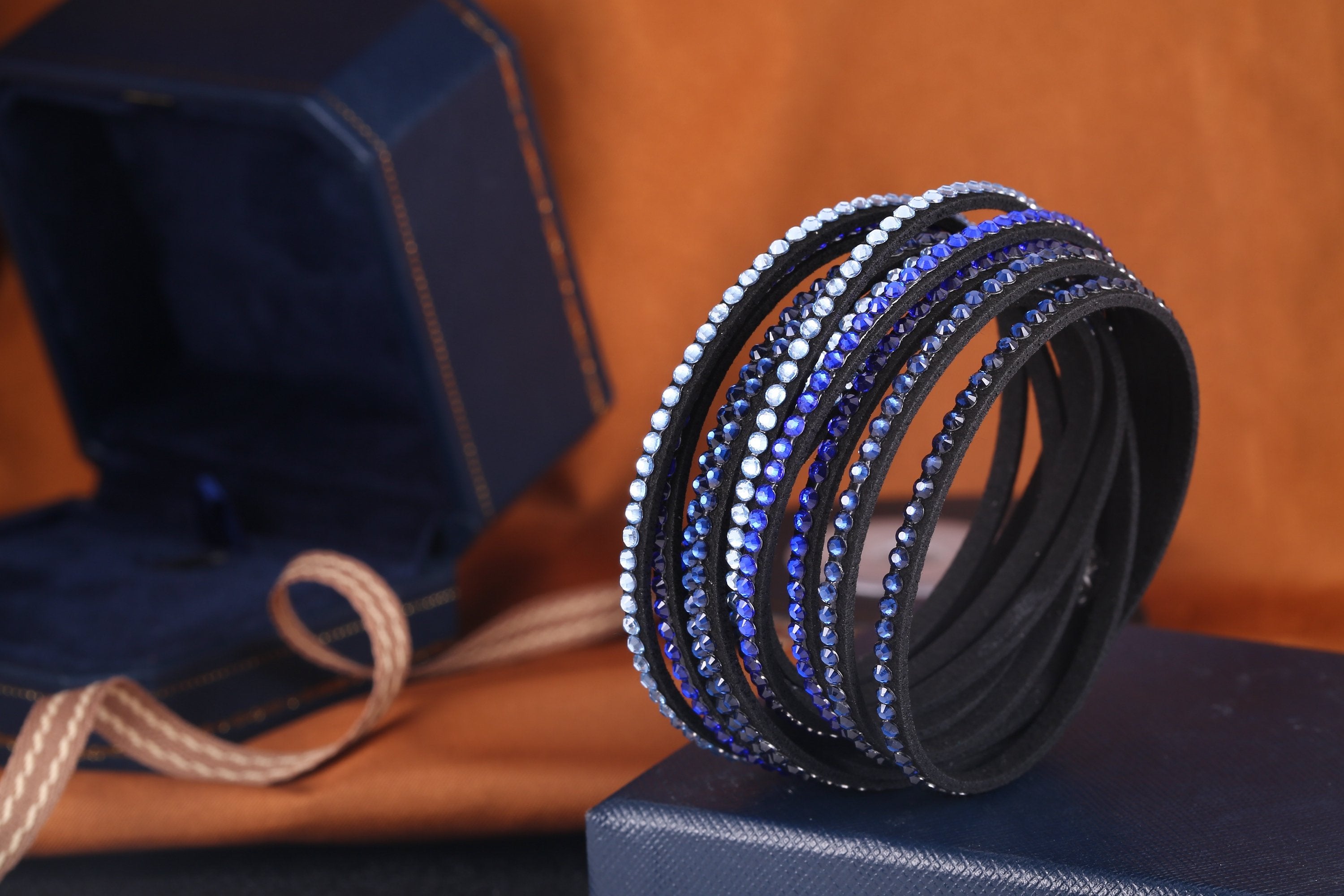 Austrian Crystalized Leather Wrap Bracelet