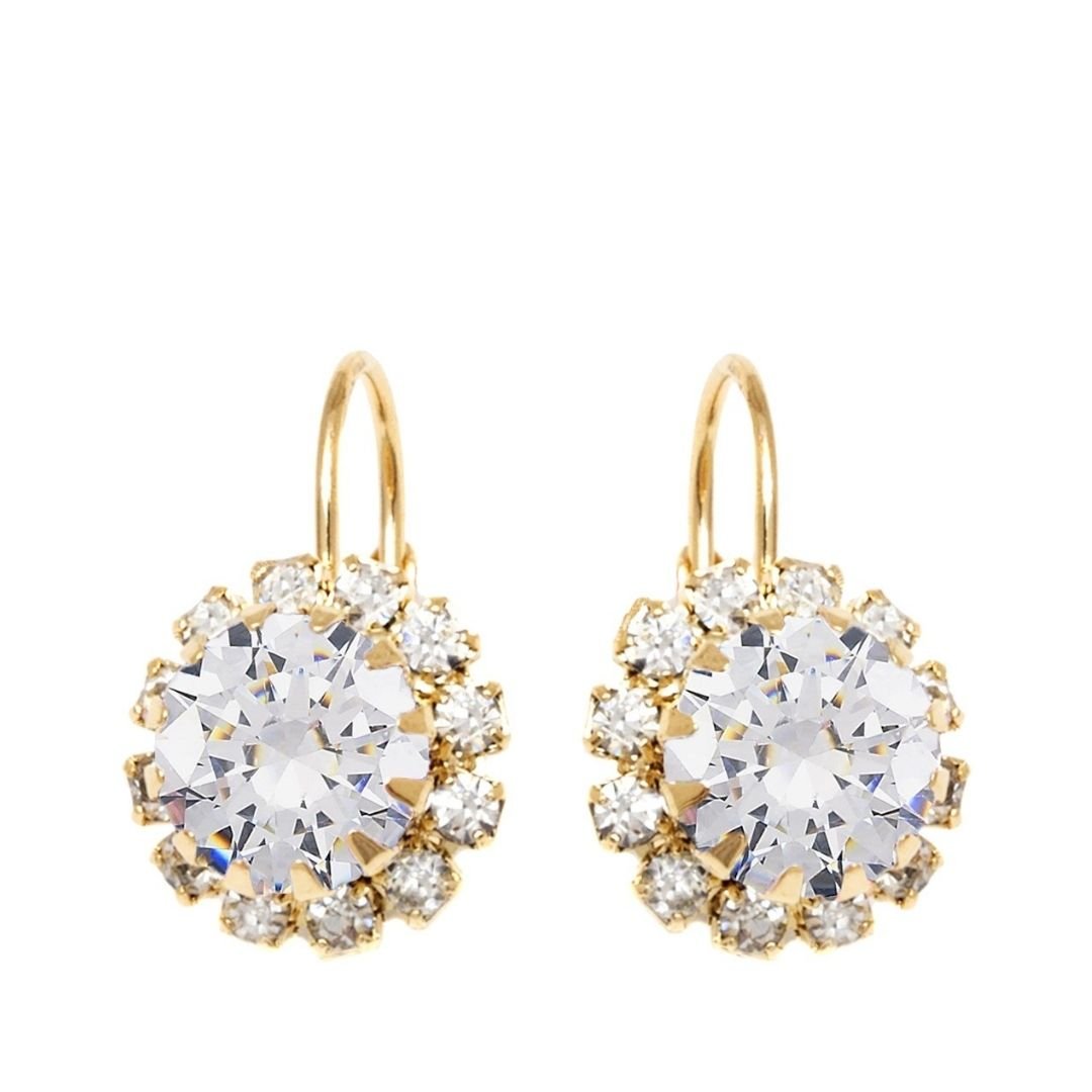 18K Gold Plated Crystal Flower Huggie Earrings